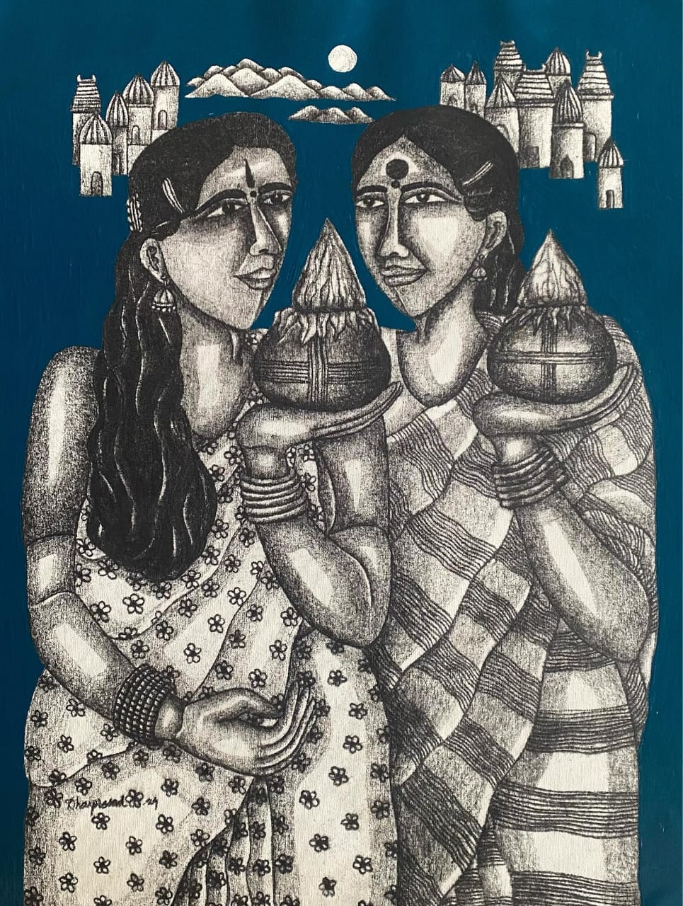 Charcoal- Acrylic