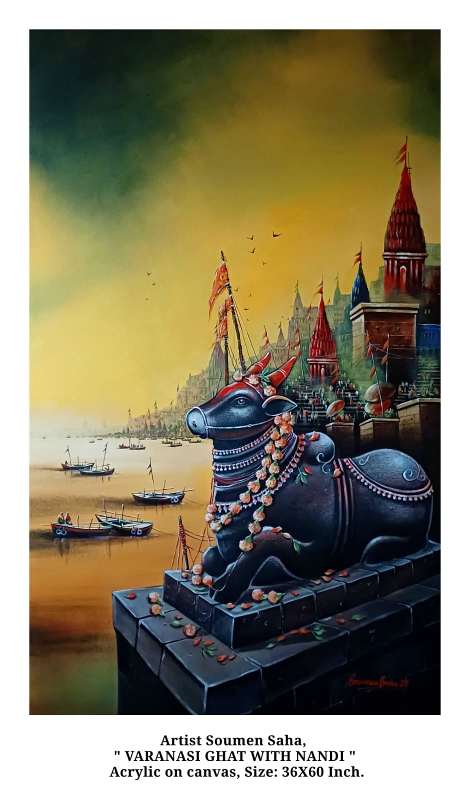 Varanasi Ghat With Nandi